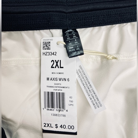 Adidas Axis Woven 6” Training Gym Shorts Chalk White HZ3342 Mens Size 2XL - Picture 10 of 10